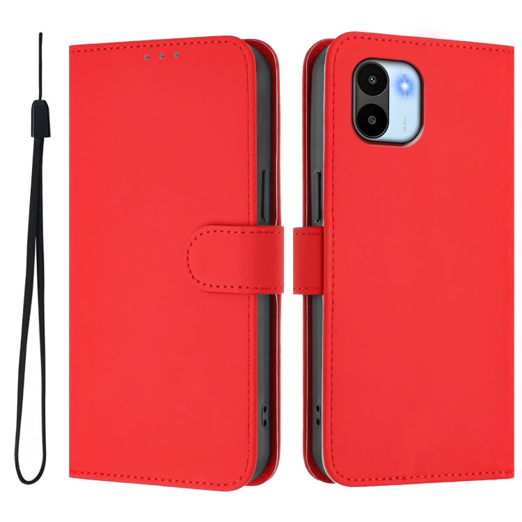 For Redmi A1 4G Global / A2 4G Skin Feel Solid Color Leather Phone Case with Lanyard