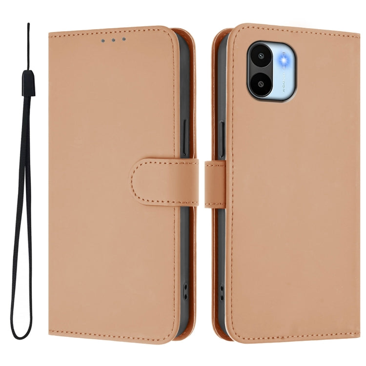For Redmi A1 4G Global / A2 4G Skin Feel Solid Color Leather Phone Case with Lanyard