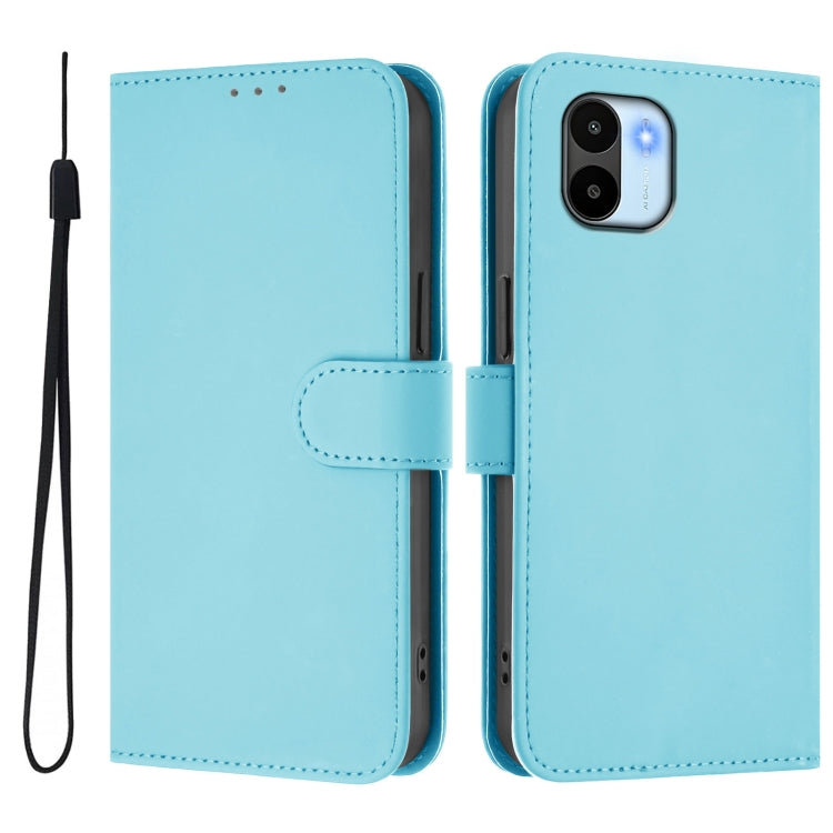 For Redmi A1 4G Global / A2 4G Skin Feel Solid Color Leather Phone Case with Lanyard