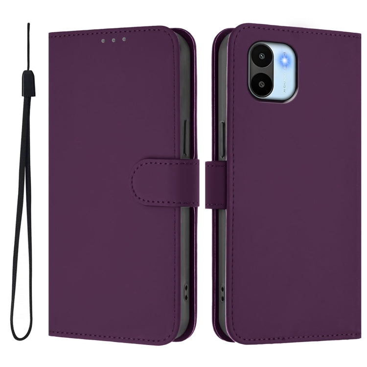 For Redmi A1 4G Global / A2 4G Skin Feel Solid Color Leather Phone Case with Lanyard
