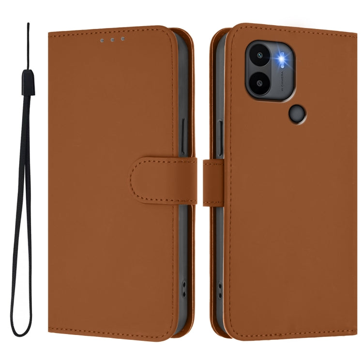 For Redmi A1+ 4G / A2+ Skin Feel Solid Color Leather Phone Case with Lanyard