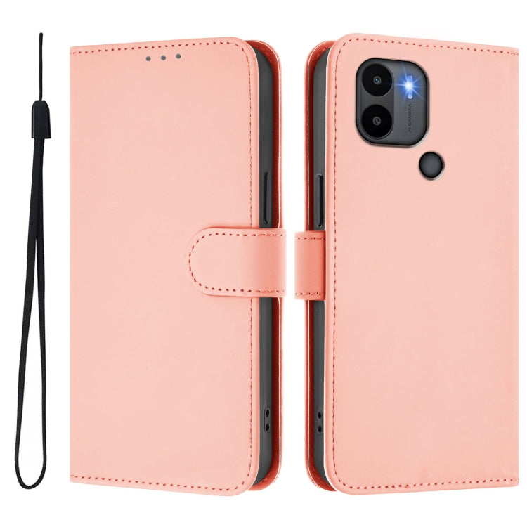 For Redmi A1+ 4G / A2+ Skin Feel Solid Color Leather Phone Case with Lanyard
