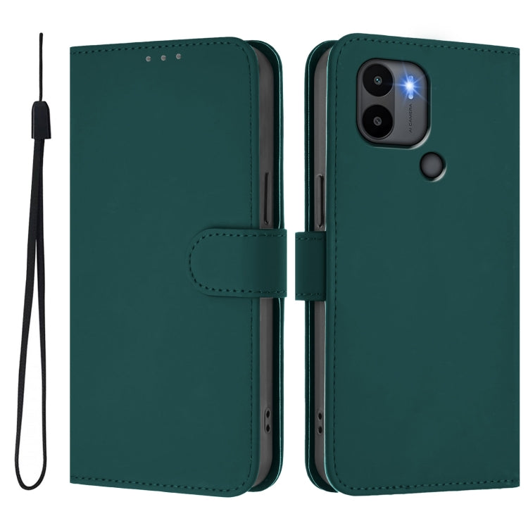 For Redmi A1+ 4G / A2+ Skin Feel Solid Color Leather Phone Case with Lanyard