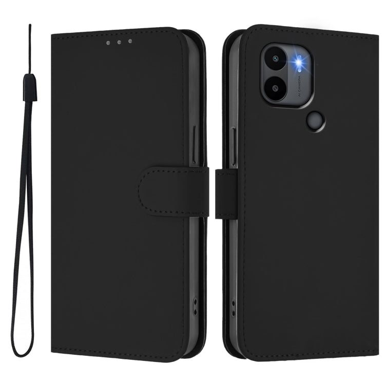 For Redmi A1+ 4G / A2+ Skin Feel Solid Color Leather Phone Case with Lanyard