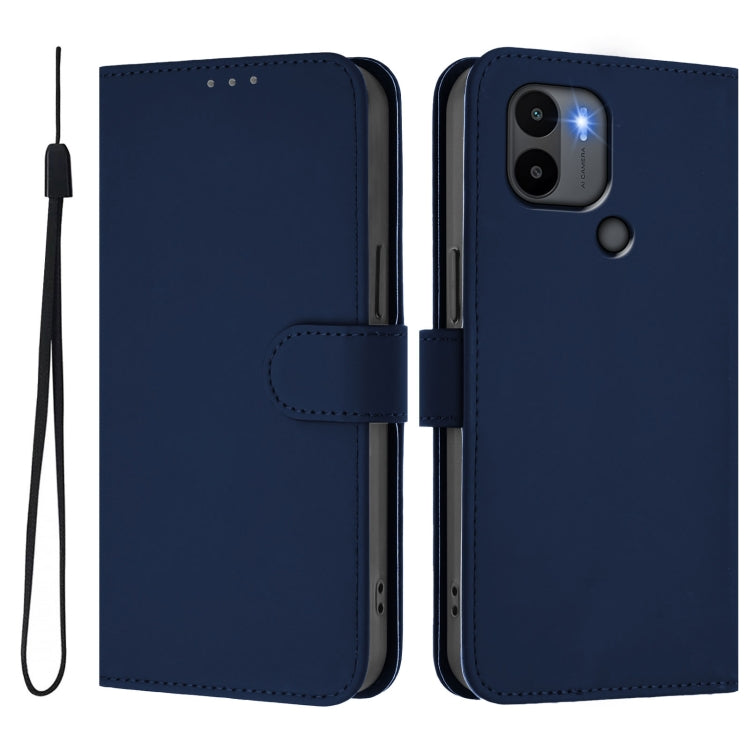 For Redmi A1+ 4G / A2+ Skin Feel Solid Color Leather Phone Case with Lanyard