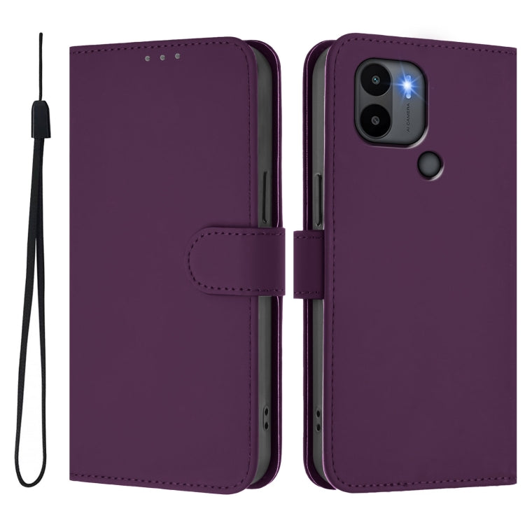 For Redmi A1+ 4G / A2+ Skin Feel Solid Color Leather Phone Case with Lanyard