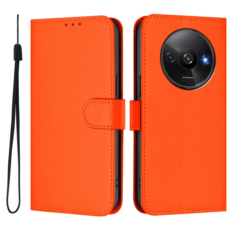 For Redmi A3 4G Global / A3X 4G Skin Feel Solid Color Leather Phone Case with Lanyard