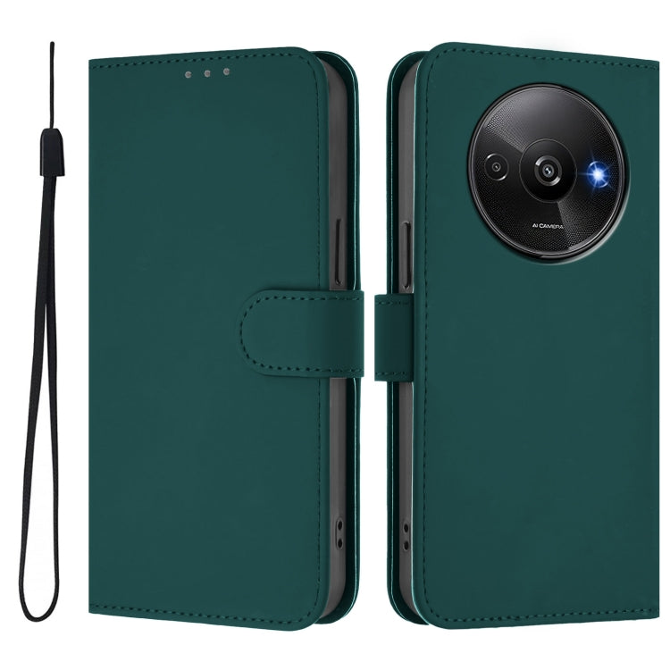 For Redmi A3 4G Global / A3X 4G Skin Feel Solid Color Leather Phone Case with Lanyard