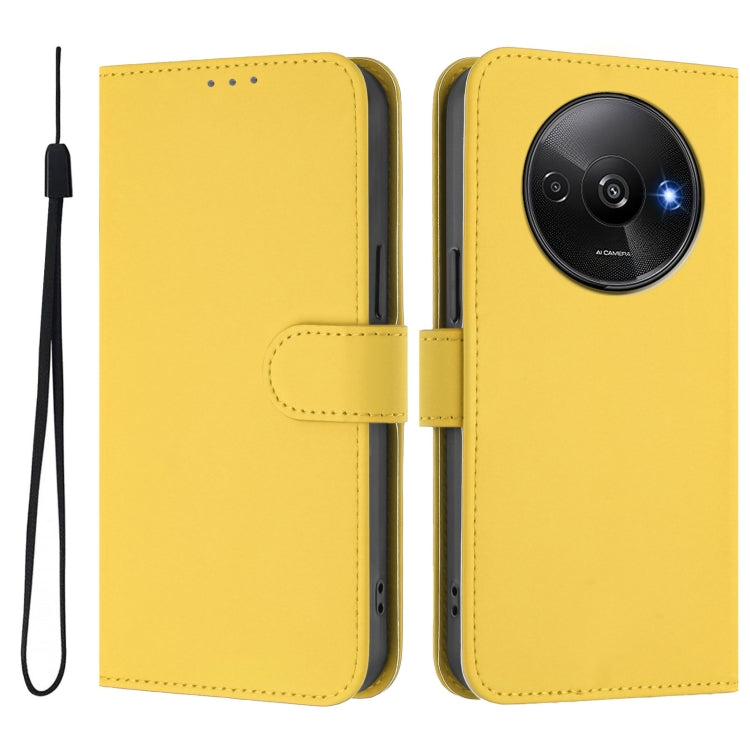 For Redmi A3 4G Global / A3X 4G Skin Feel Solid Color Leather Phone Case with Lanyard