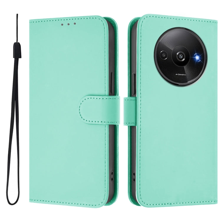 For Redmi A3 4G Global / A3X 4G Skin Feel Solid Color Leather Phone Case with Lanyard