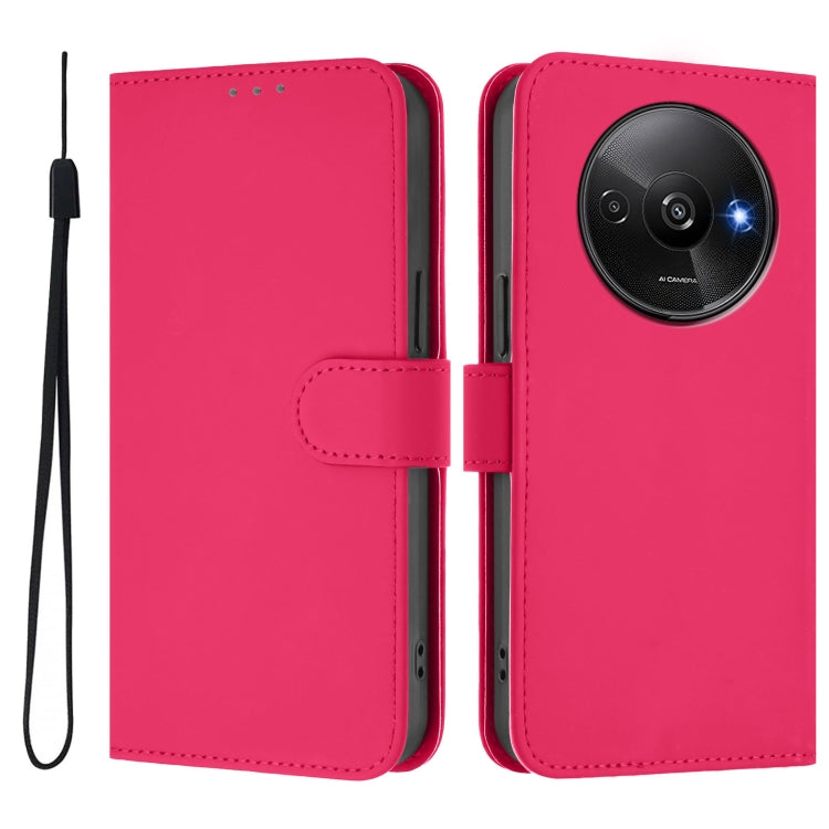 For Redmi A3 4G Global / A3X 4G Skin Feel Solid Color Leather Phone Case with Lanyard