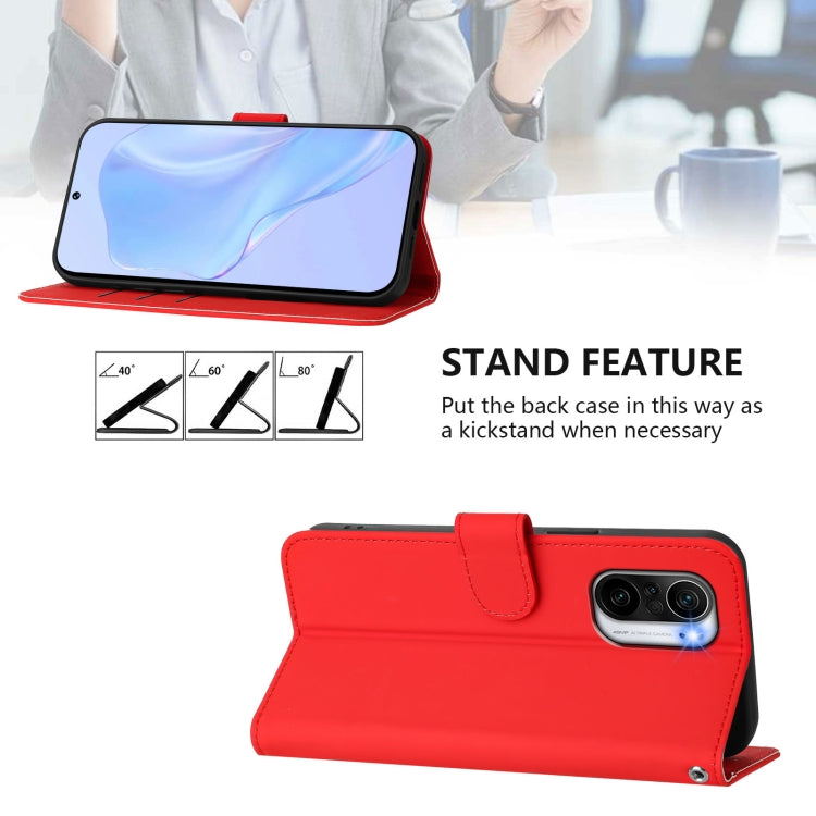 For Redmi K40 / K40 Pro Skin Feel Solid Color Leather Phone Case with Lanyard