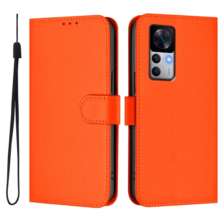 For Redmi K50 Ultra Skin Feel Solid Color Leather Phone Case with Lanyard