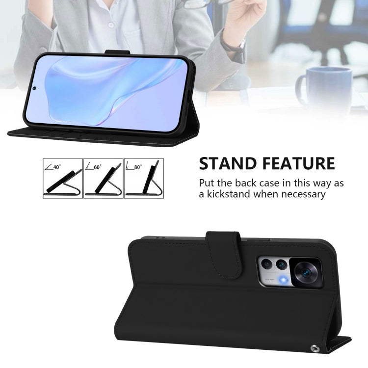 For Redmi K50 Ultra Skin Feel Solid Color Leather Phone Case with Lanyard