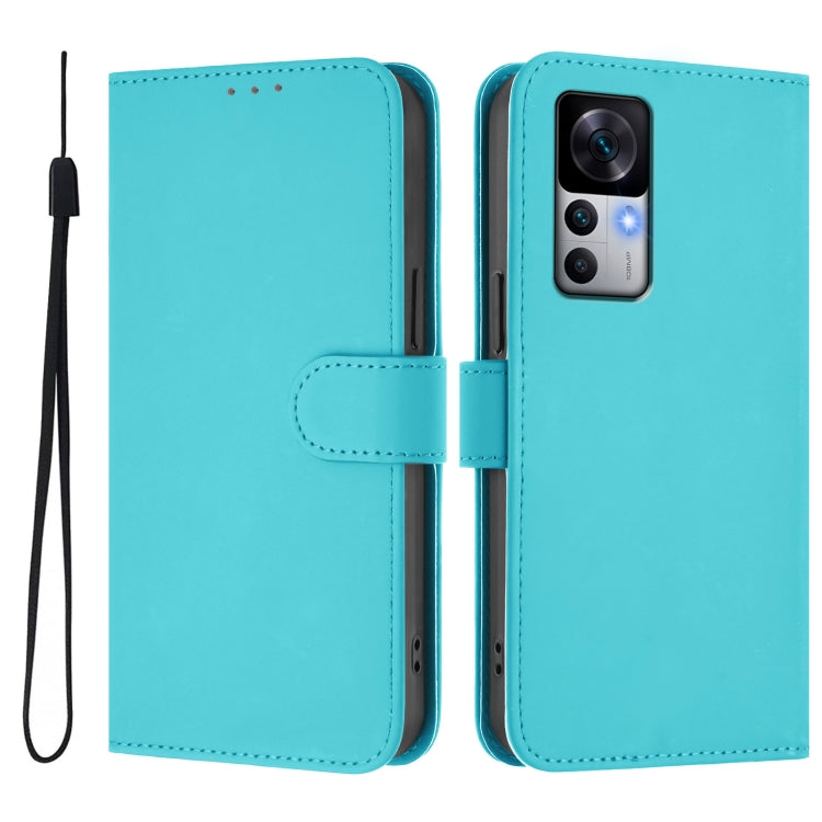 For Redmi K50 Ultra Skin Feel Solid Color Leather Phone Case with Lanyard