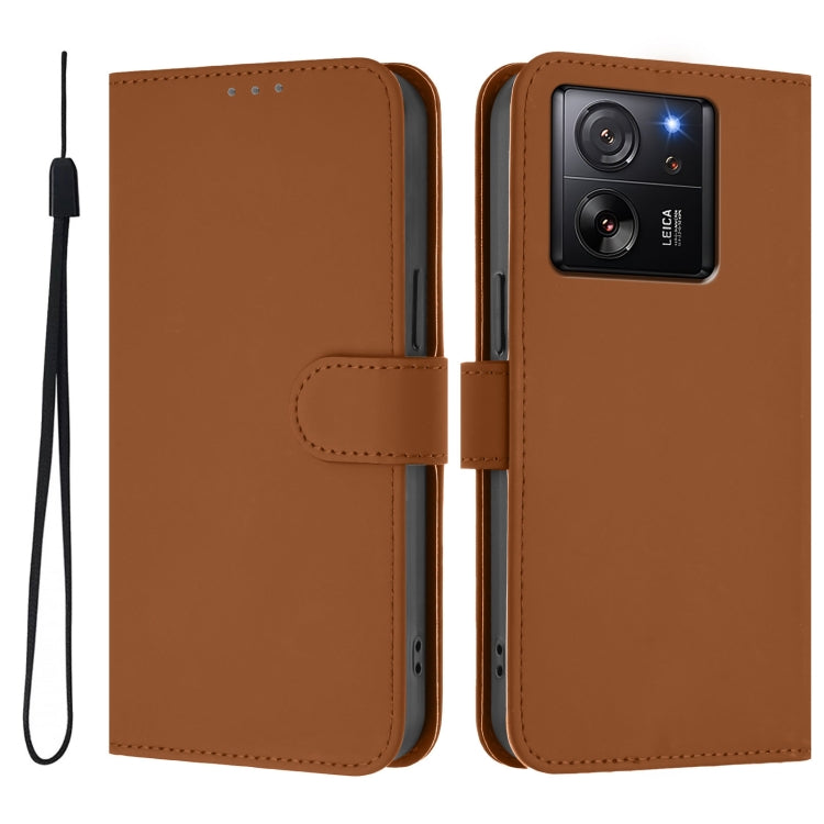 For Redmi K60 Ultra Skin Feel Solid Color Leather Phone Case with Lanyard