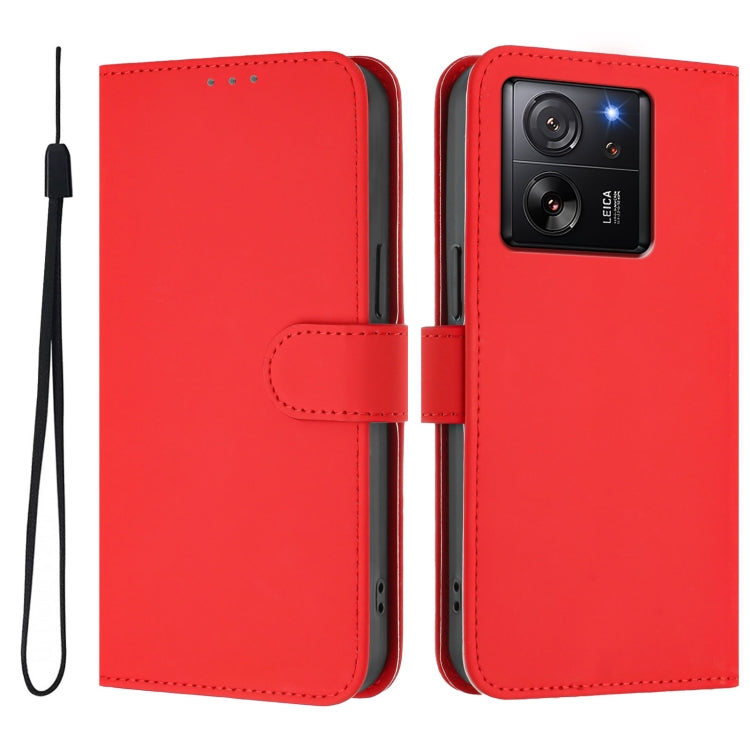 For Redmi K60 Ultra Skin Feel Solid Color Leather Phone Case with Lanyard