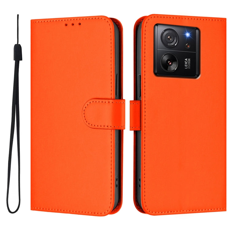 For Redmi K60 Ultra Skin Feel Solid Color Leather Phone Case with Lanyard