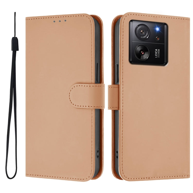 For Redmi K60 Ultra Skin Feel Solid Color Leather Phone Case with Lanyard