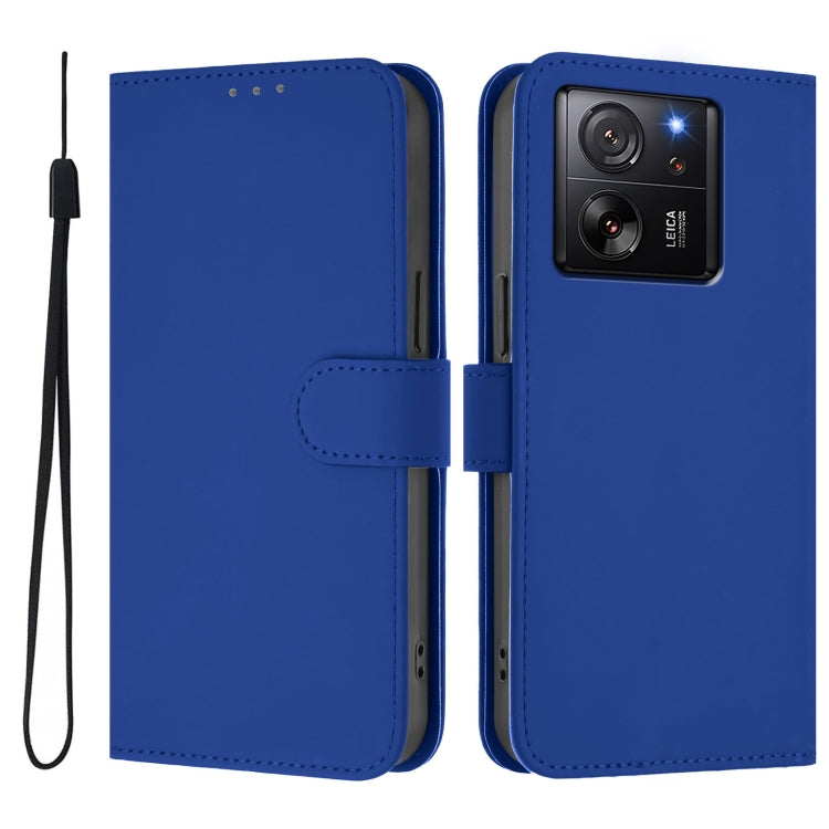 For Redmi K60 Ultra Skin Feel Solid Color Leather Phone Case with Lanyard