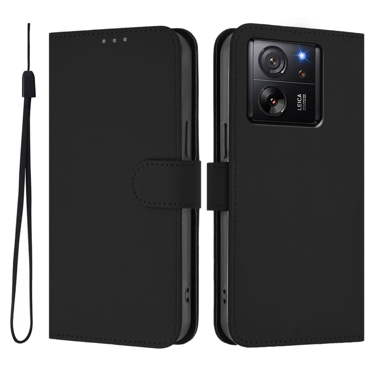 For Redmi K60 Ultra Skin Feel Solid Color Leather Phone Case with Lanyard