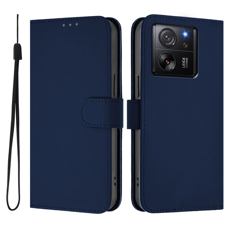 For Redmi K60 Ultra Skin Feel Solid Color Leather Phone Case with Lanyard