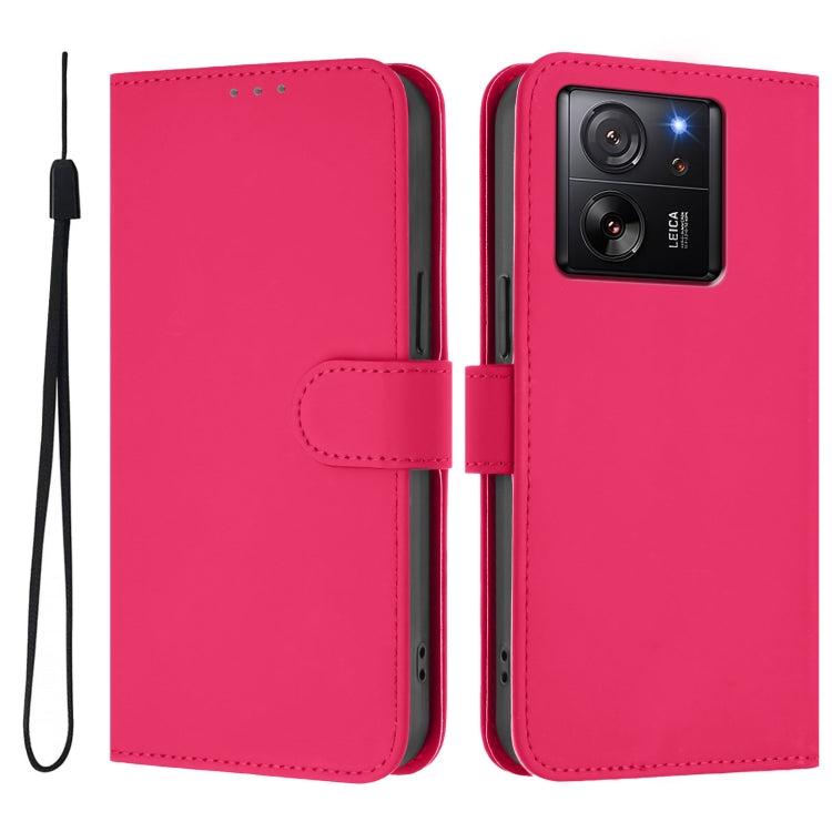 For Redmi K60 Ultra Skin Feel Solid Color Leather Phone Case with Lanyard