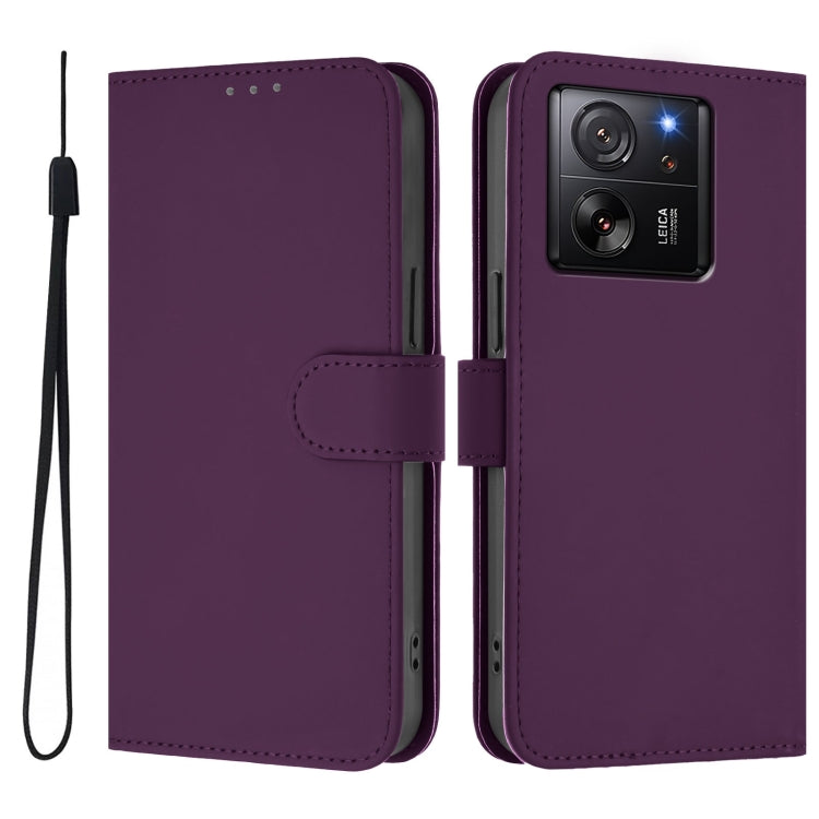 For Redmi K60 Ultra Skin Feel Solid Color Leather Phone Case with Lanyard