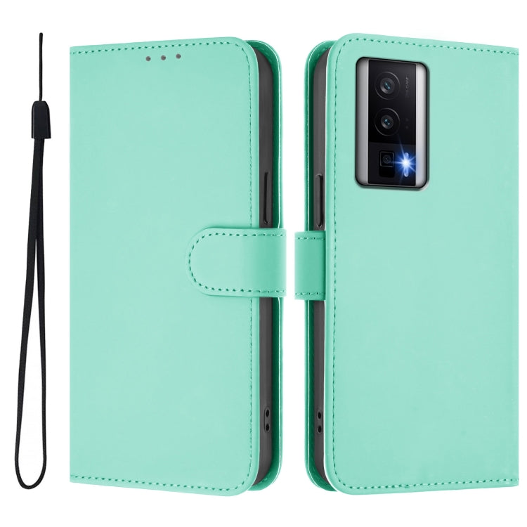 For Redmi K60 / K60 Pro Skin Feel Solid Color Leather Phone Case with Lanyard