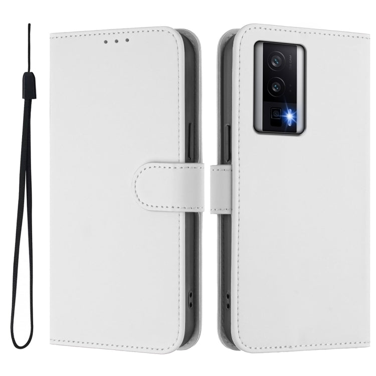 For Redmi K60 / K60 Pro Skin Feel Solid Color Leather Phone Case with Lanyard