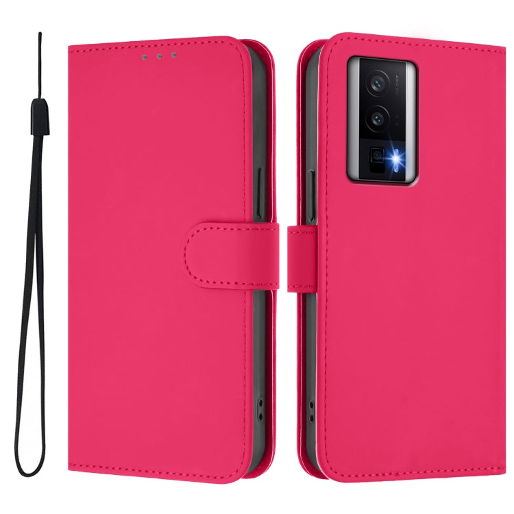 For Redmi K60 / K60 Pro Skin Feel Solid Color Leather Phone Case with Lanyard