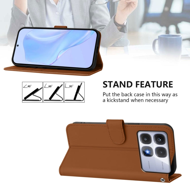 For Redmi K70 Ultra Global Skin Feel Solid Color Leather Phone Case with Lanyard