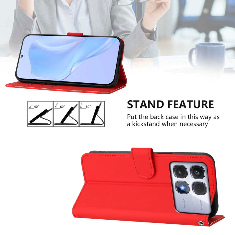 For Redmi K70 Ultra Global Skin Feel Solid Color Leather Phone Case with Lanyard