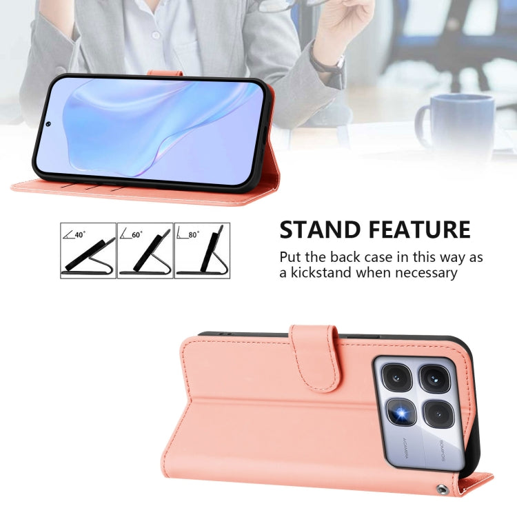 For Redmi K70 Ultra Global Skin Feel Solid Color Leather Phone Case with Lanyard