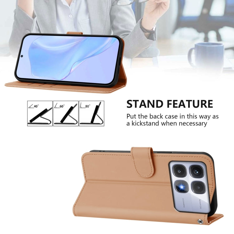 For Redmi K70 Ultra Global Skin Feel Solid Color Leather Phone Case with Lanyard