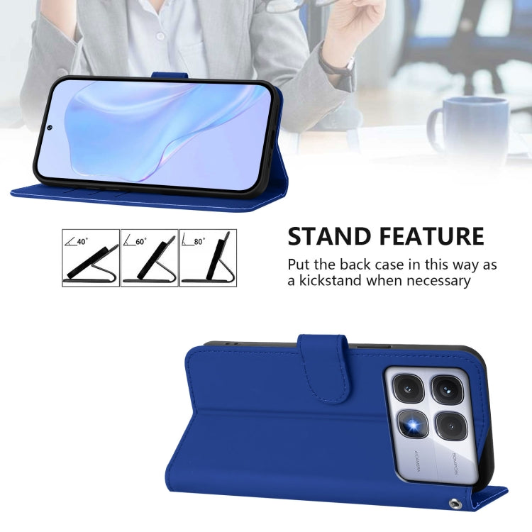 For Redmi K70 Ultra Global Skin Feel Solid Color Leather Phone Case with Lanyard