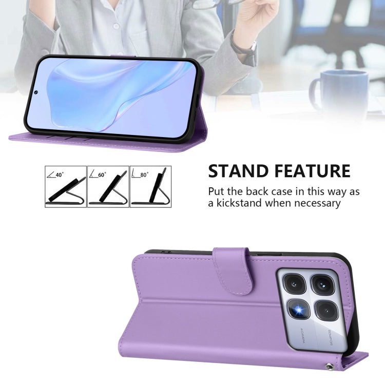For Redmi K70 Ultra Global Skin Feel Solid Color Leather Phone Case with Lanyard
