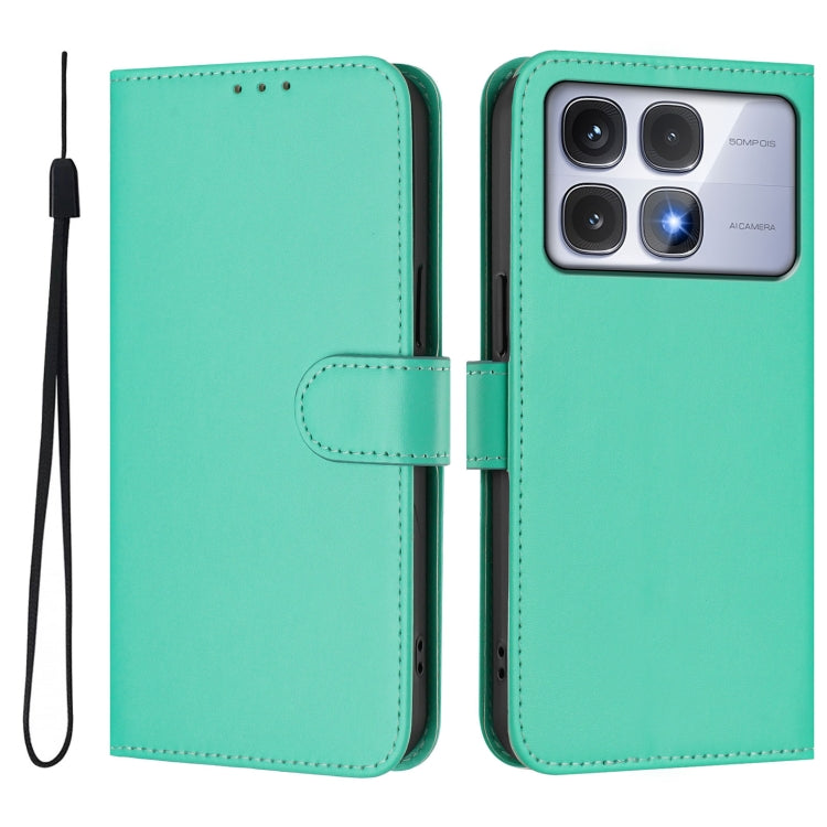 For Redmi K70 Ultra Global Skin Feel Solid Color Leather Phone Case with Lanyard