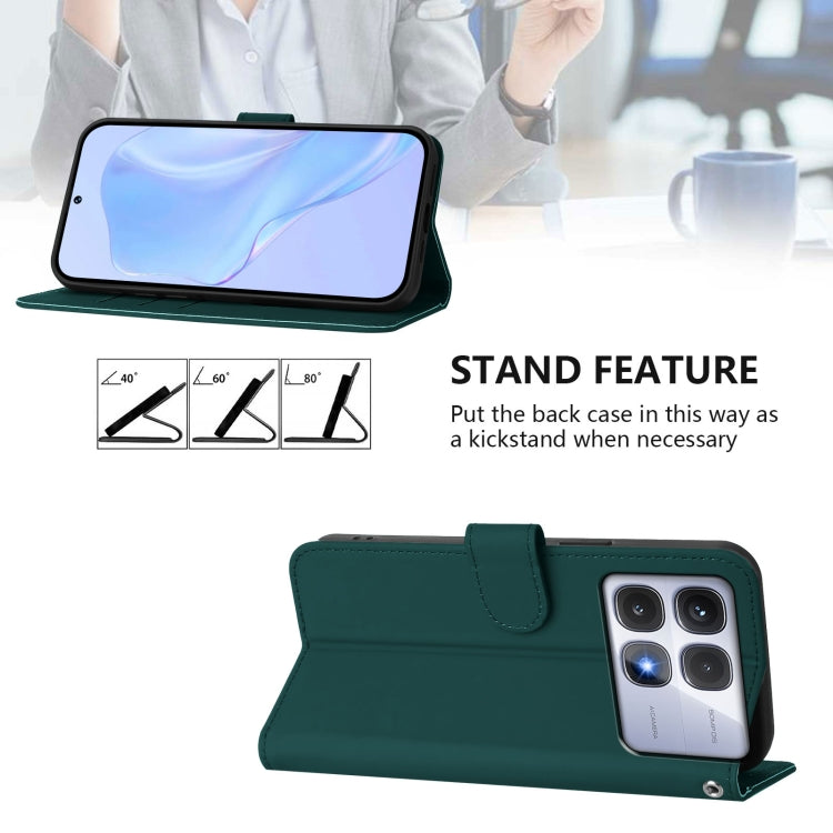 For Redmi K70 Ultra Global Skin Feel Solid Color Leather Phone Case with Lanyard