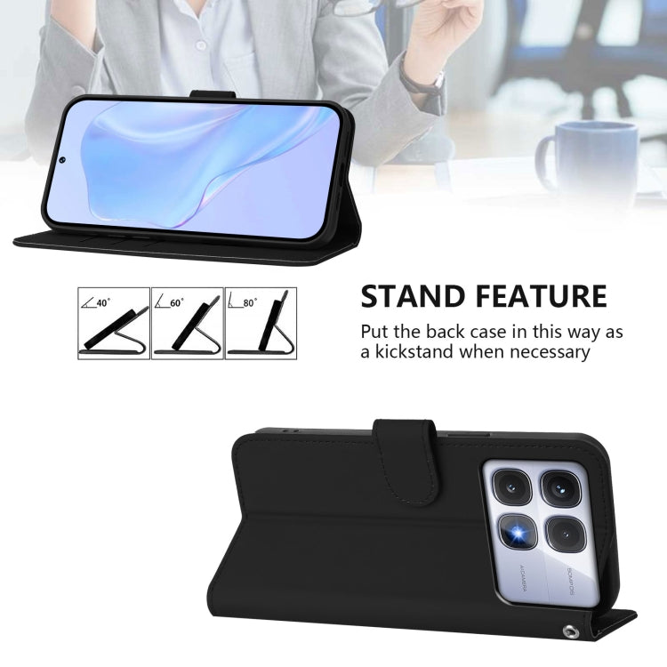 For Redmi K70 Ultra Global Skin Feel Solid Color Leather Phone Case with Lanyard