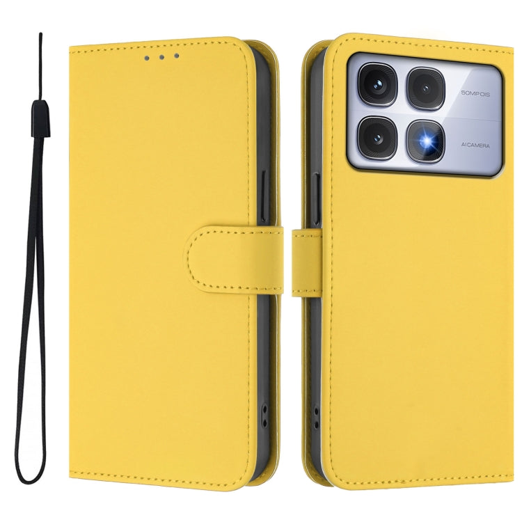 For Redmi K70 Ultra Global Skin Feel Solid Color Leather Phone Case with Lanyard