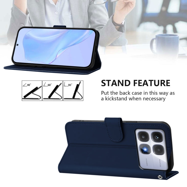 For Redmi K70 Ultra Global Skin Feel Solid Color Leather Phone Case with Lanyard