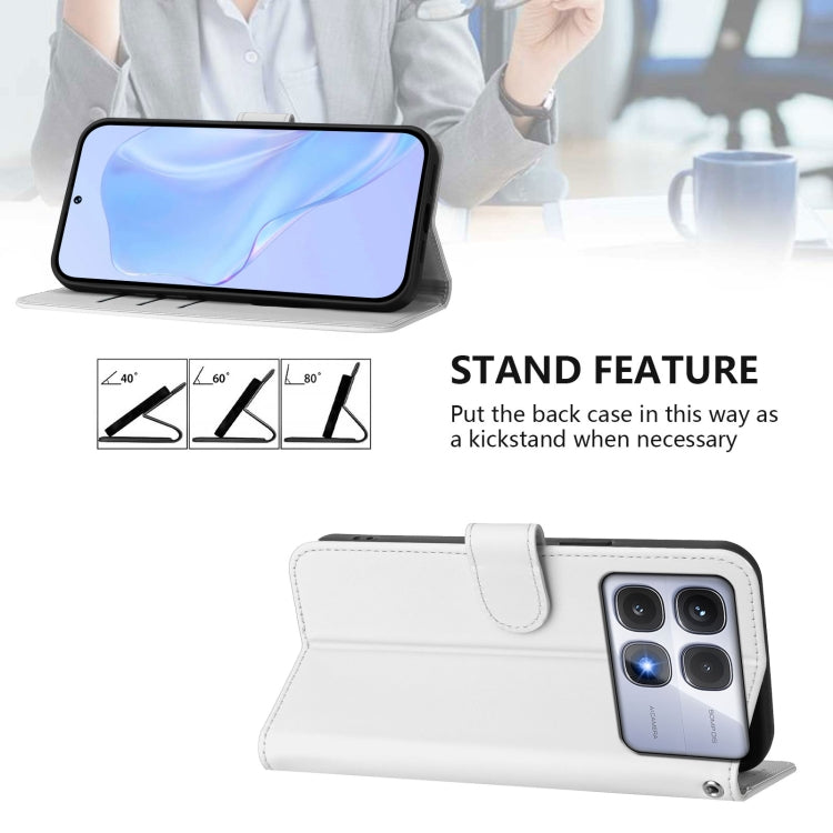 For Redmi K70 Ultra Global Skin Feel Solid Color Leather Phone Case with Lanyard