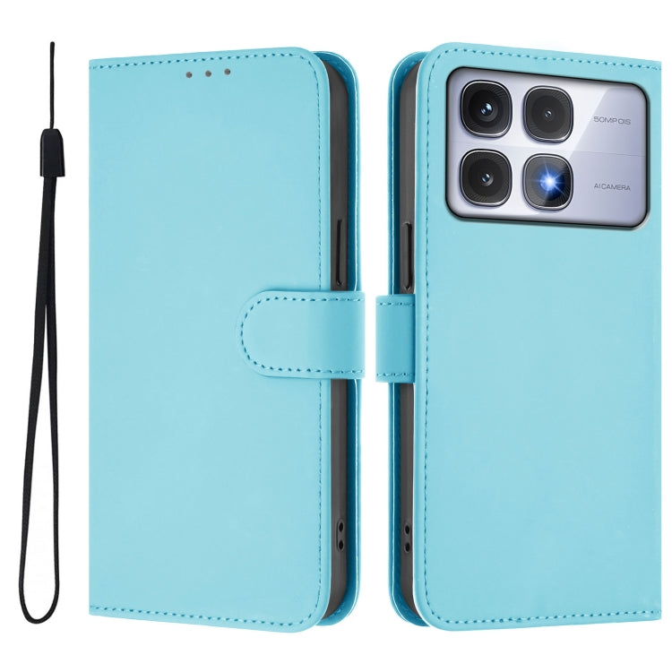 For Redmi K70 Ultra Global Skin Feel Solid Color Leather Phone Case with Lanyard