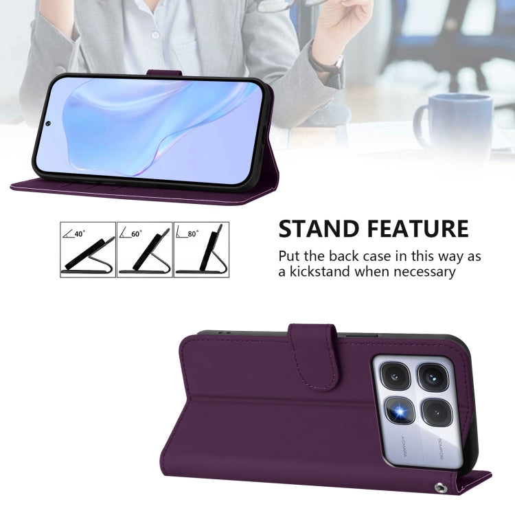 For Redmi K70 Ultra Global Skin Feel Solid Color Leather Phone Case with Lanyard