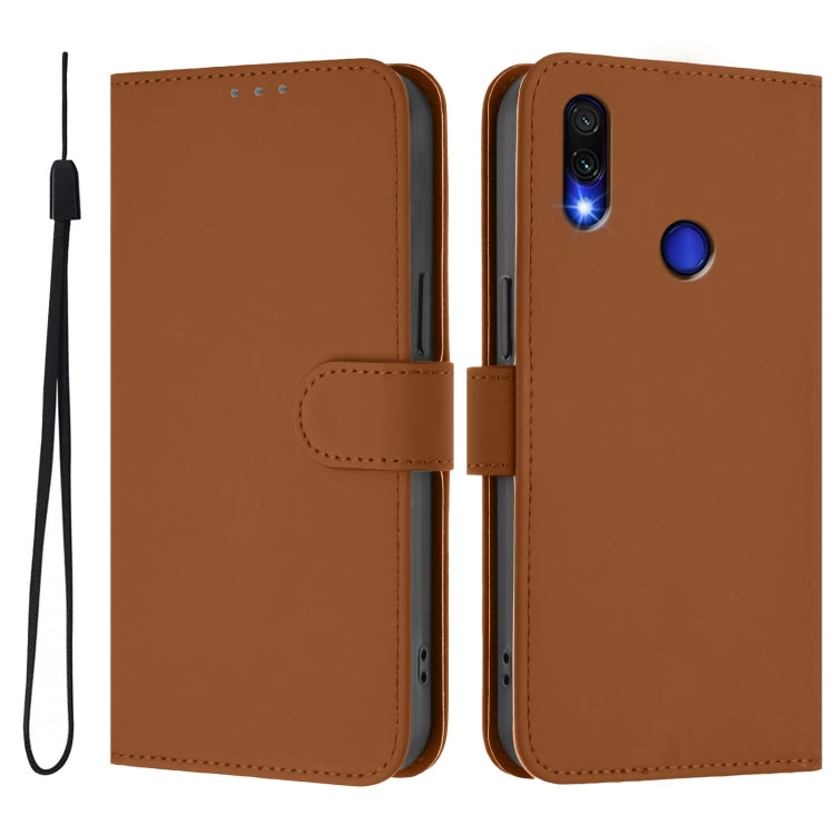 For Redmi Note 7 / 7 Pro / 7S Skin Feel Solid Color Leather Phone Case with Lanyard
