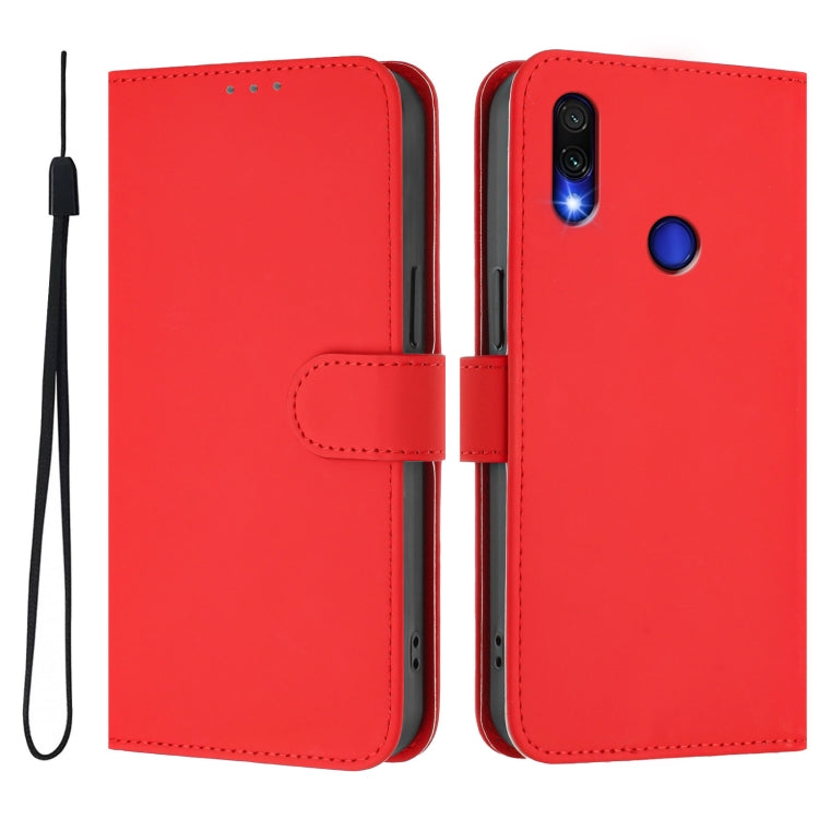 For Redmi Note 7 / 7 Pro / 7S Skin Feel Solid Color Leather Phone Case with Lanyard