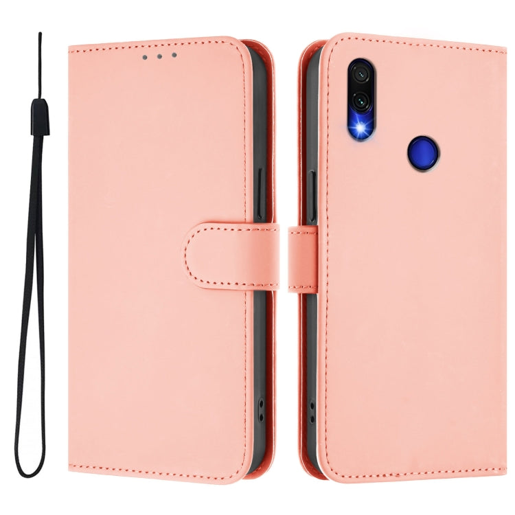 For Redmi Note 7 / 7 Pro / 7S Skin Feel Solid Color Leather Phone Case with Lanyard