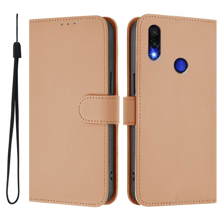 For Redmi Note 7 / 7 Pro / 7S Skin Feel Solid Color Leather Phone Case with Lanyard