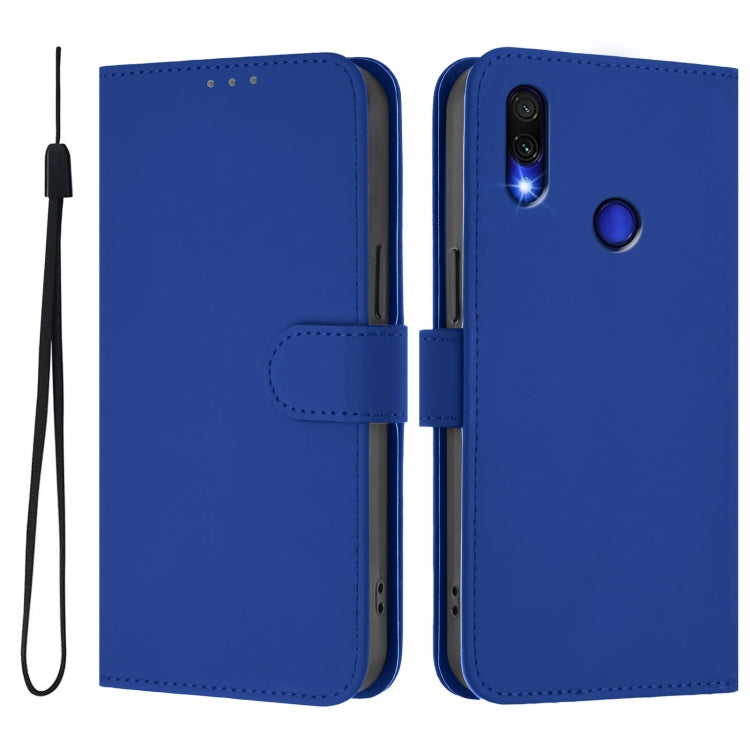 For Redmi Note 7 / 7 Pro / 7S Skin Feel Solid Color Leather Phone Case with Lanyard
